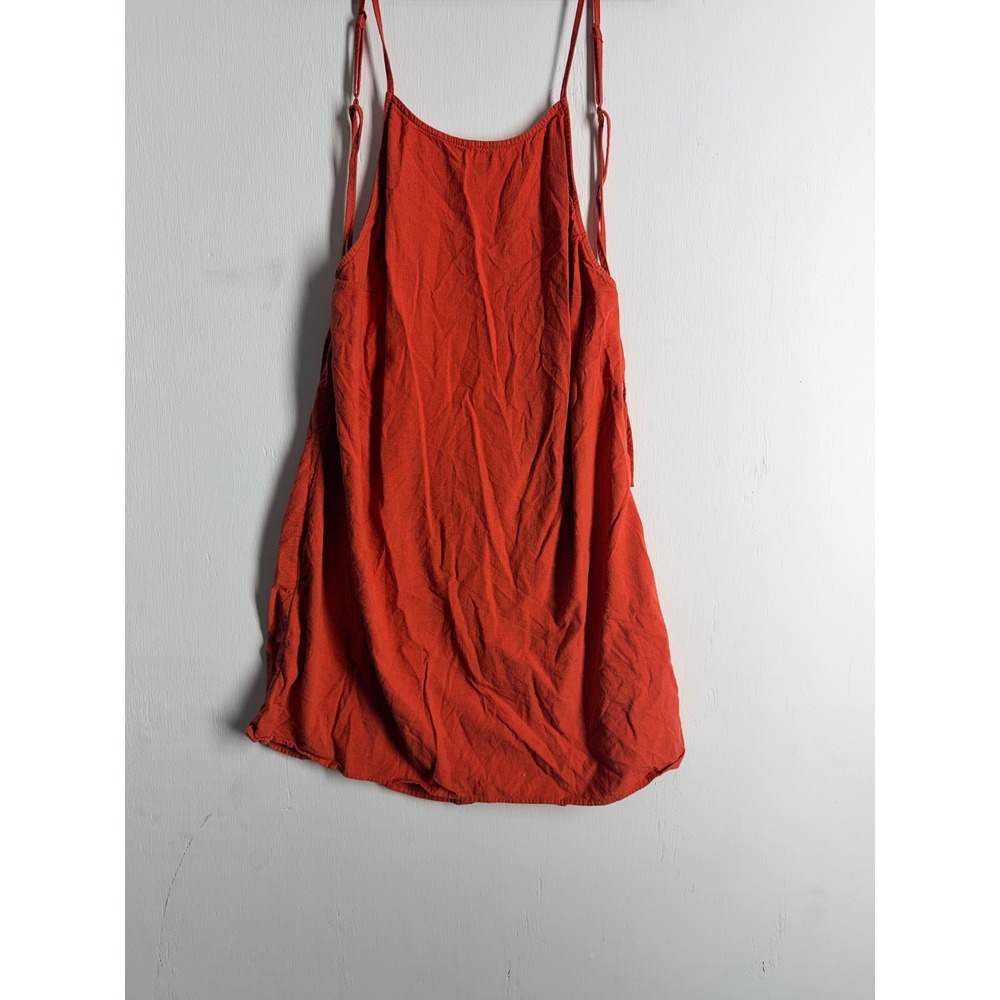 A New Day Burnt Orange High Neck Open Back Mini Dress XL Linen Blend Summer Boho